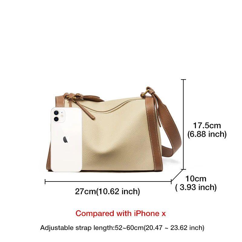 Vintage-Inspired Foxer Women's Soft Leather Crossbody Shoulder Bag with Wide Strap