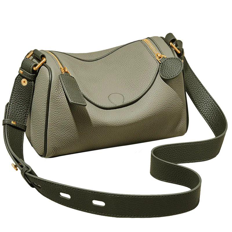 Vintage-Inspired Foxer Women's Soft Leather Crossbody Shoulder Bag with Wide Strap