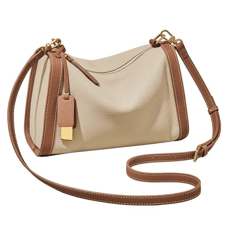 Vintage-Inspired Foxer Women's Soft Leather Crossbody Shoulder Bag with Wide Strap