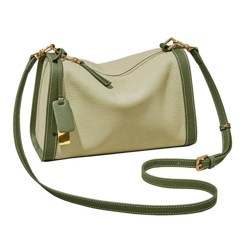 Vintage-Inspired Foxer Women's Soft Leather Crossbody Shoulder Bag with Wide Strap