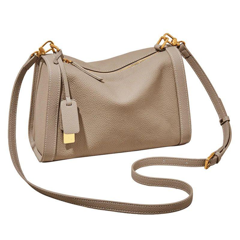 Vintage-Inspired Foxer Women's Soft Leather Crossbody Shoulder Bag with Wide Strap