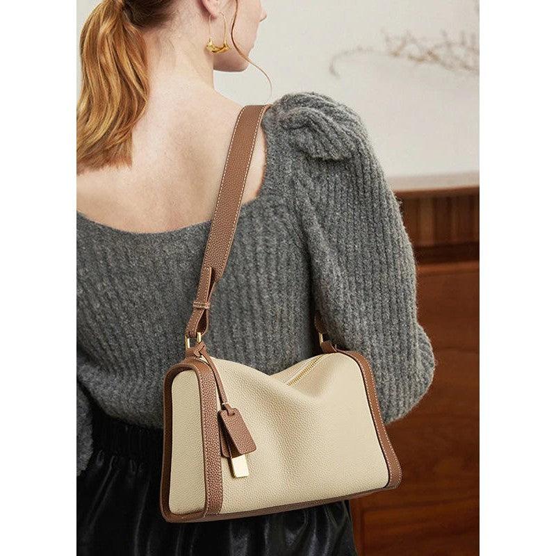 Vintage-Inspired Foxer Women's Soft Leather Crossbody Shoulder Bag with Wide Strap