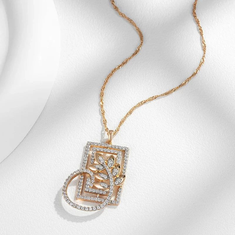 Vintage-Inspired Geometric Boho Pendant Necklace with Rose Gold and Silver Accents