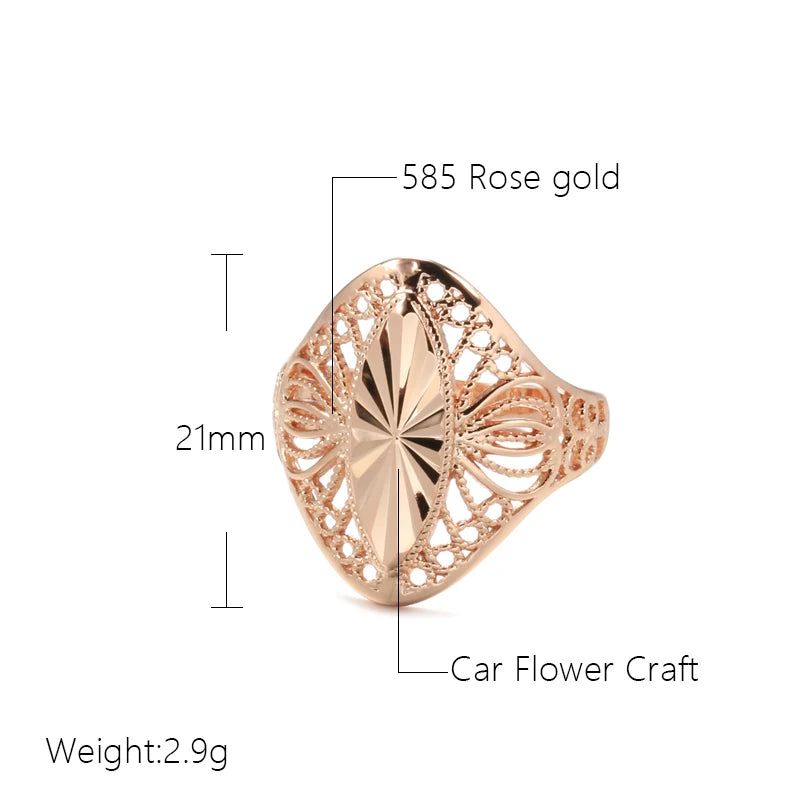 Vintage-Inspired Glossy Geometric Ring in 585 Rose Gold Plated Copper