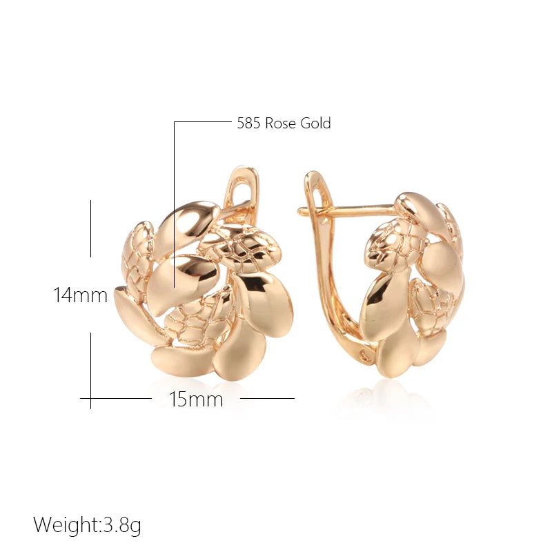 Vintage-Inspired Glossy Sunflower Drop Earrings in 585 Rose Gold