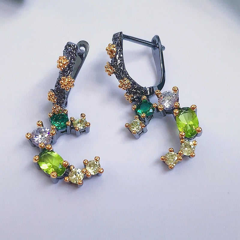 Vintage-Inspired Green Zircon Drop Earrings