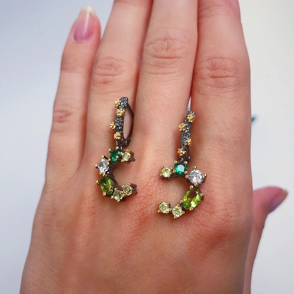 Vintage-Inspired Green Zircon Drop Earrings