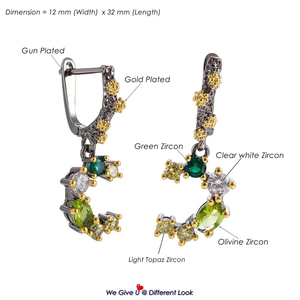 Vintage-Inspired Green Zircon Drop Earrings