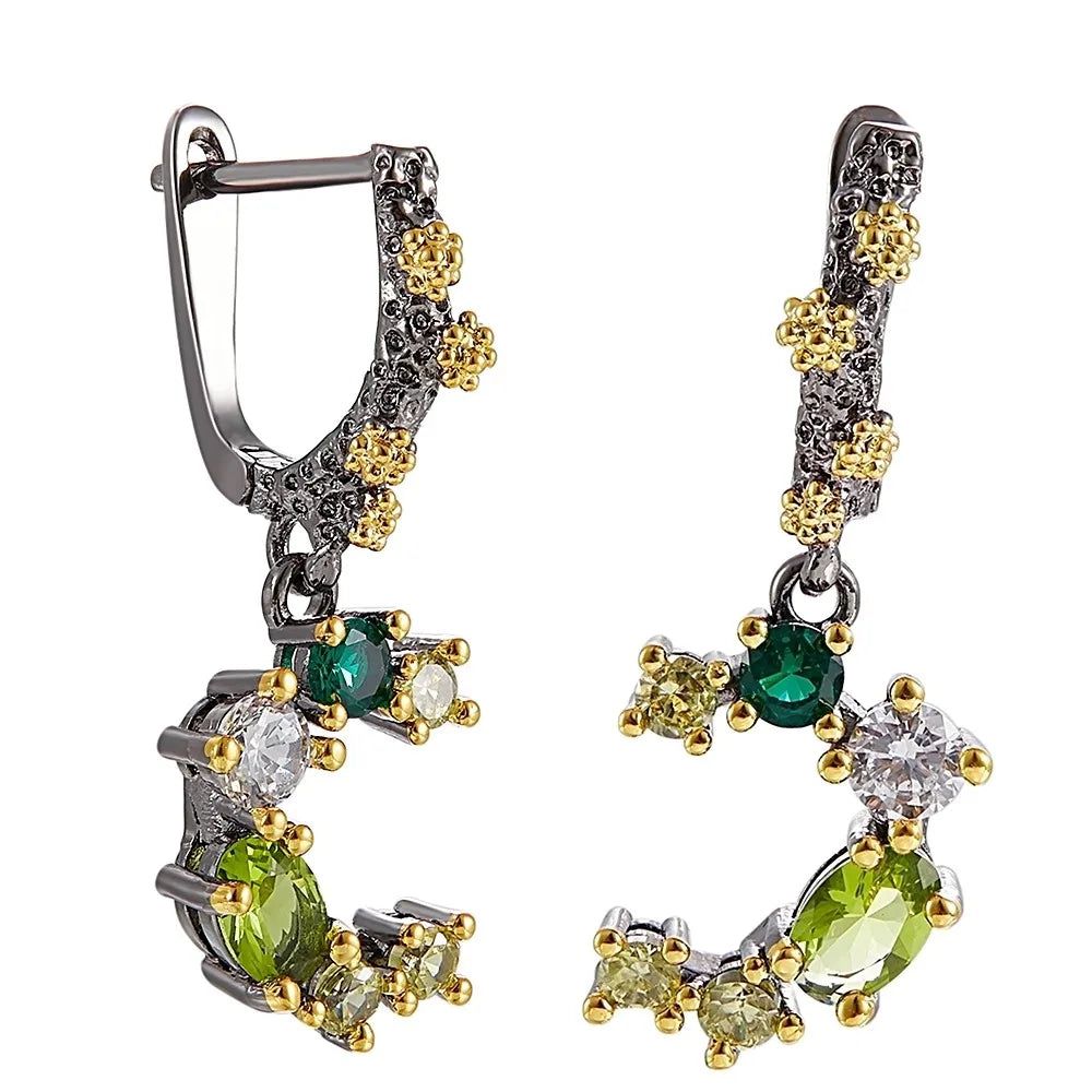 Vintage-Inspired Green Zircon Drop Earrings