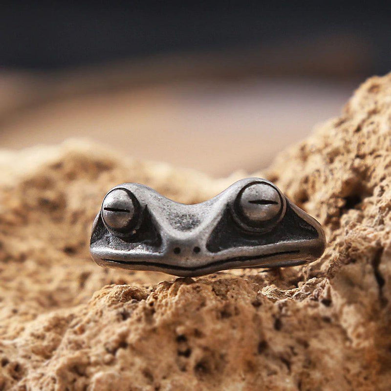 Vintage-Inspired Men's Frog Stainless Steel Ring - Unique Punk Hip Hop Biker Jewelry, Sizes 7-13