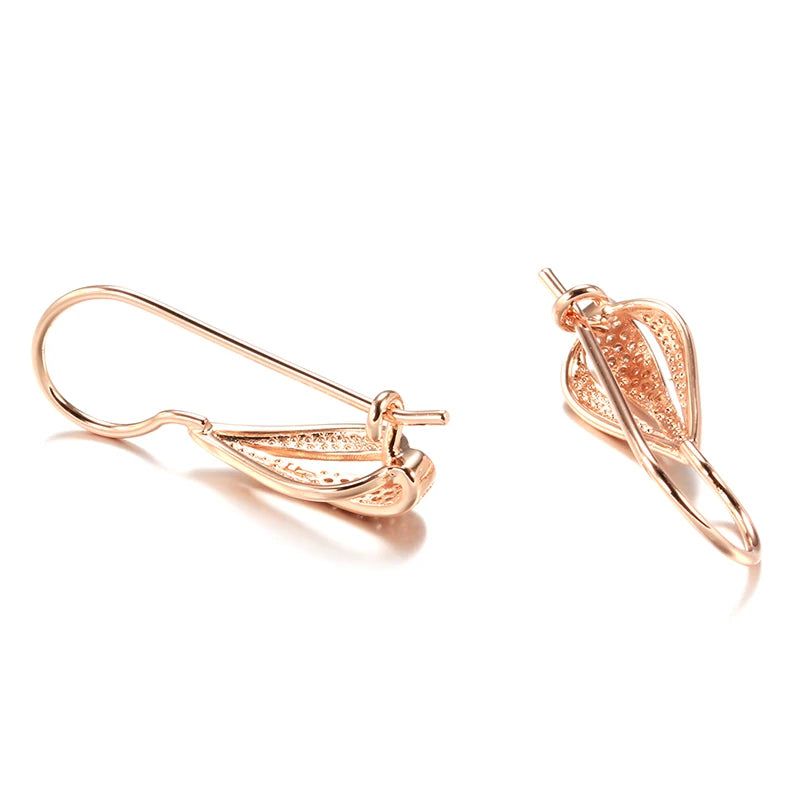 Vintage-Inspired Rose Gold Water Drop Earrings with Natural Zircon