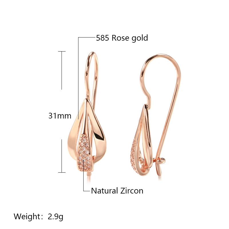 Vintage-Inspired Rose Gold Water Drop Earrings with Natural Zircon