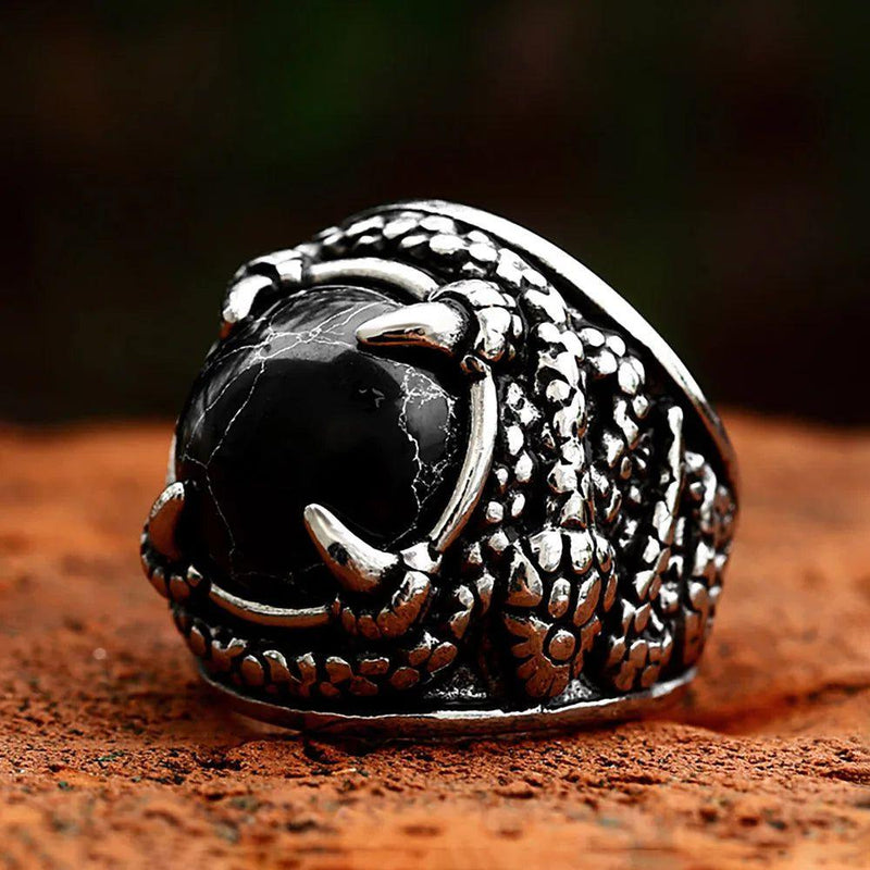 Vintage Punk Stainless Steel Snake Ring with Black Zircon Stone - Unisex Fashion Jewelry for Party Gifts