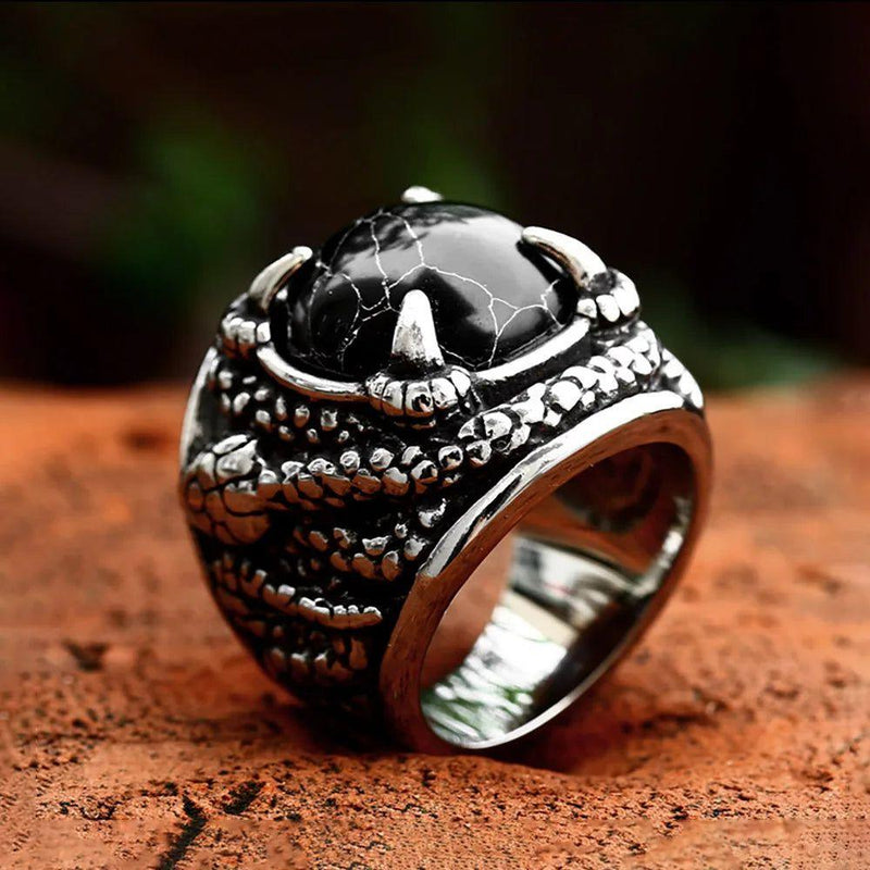 Vintage Punk Stainless Steel Snake Ring with Black Zircon Stone - Unisex Fashion Jewelry for Party Gifts