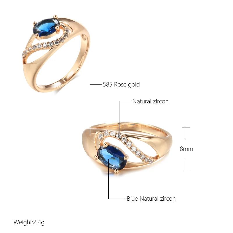 Vintage Rose Gold Hot Blue Zircon Cocktail Ring - Elegant Russian Jewelry