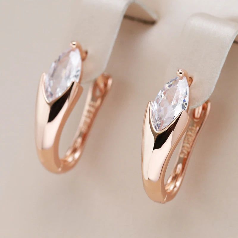 Vintage Rose Gold Natural Zircon Geometric Drop Earrings