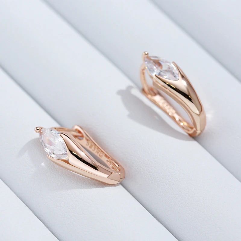 Vintage Rose Gold Natural Zircon Geometric Drop Earrings