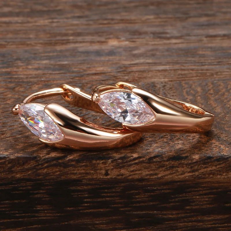 Vintage Rose Gold Natural Zircon Geometric Drop Earrings