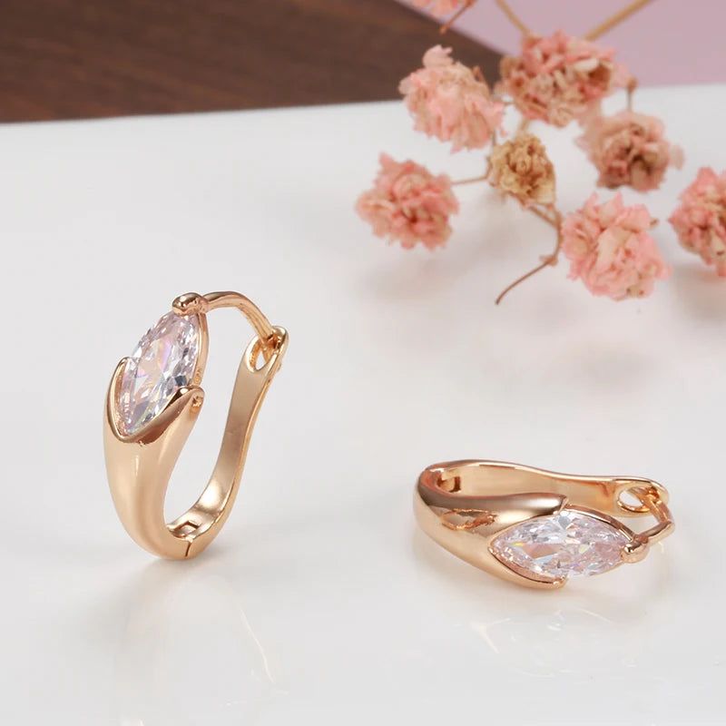 Vintage Rose Gold Natural Zircon Geometric Drop Earrings