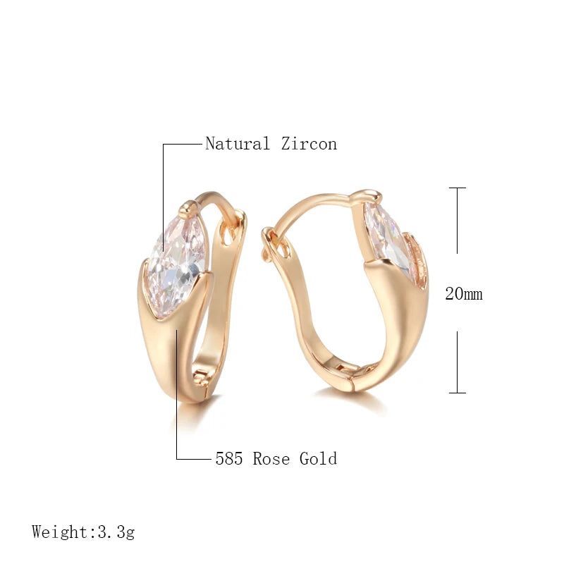 Vintage Rose Gold Natural Zircon Geometric Drop Earrings