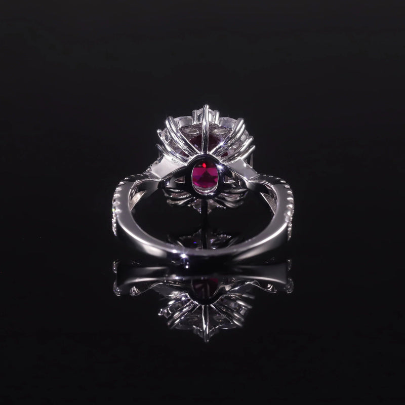 Vintage Style 7x9mm Oval Lab Created Ruby Cocktail Ring