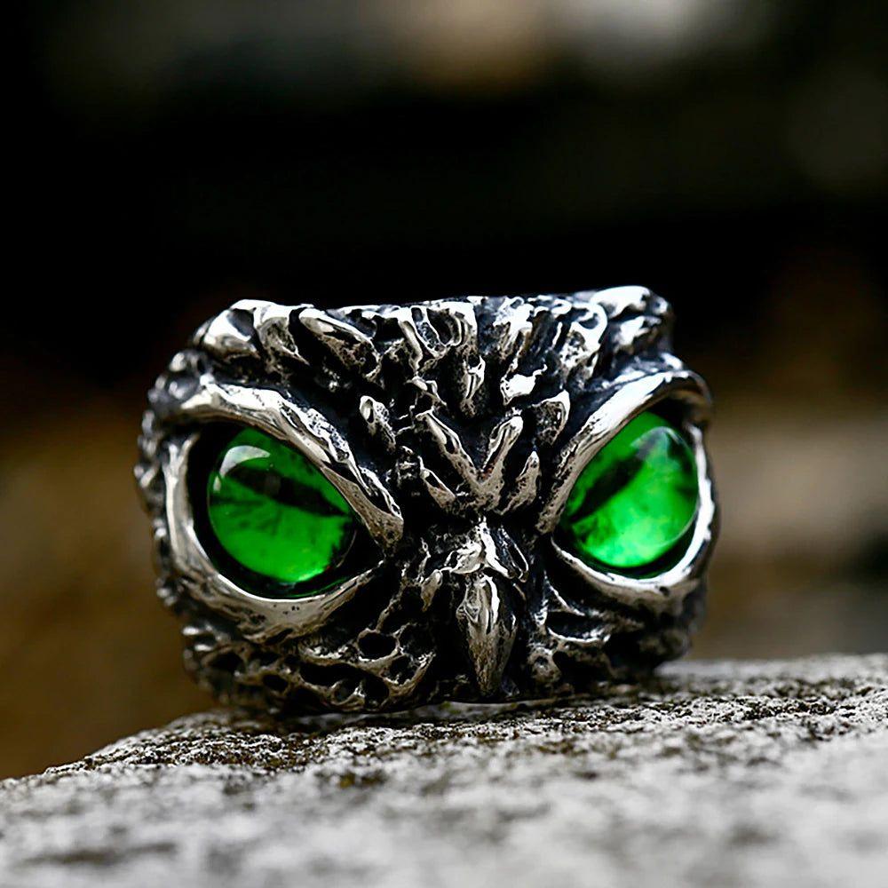 Whimsical Owl Eyes Stainless Steel Ring for Men and Women - Cute Fashion Jewelry Gift