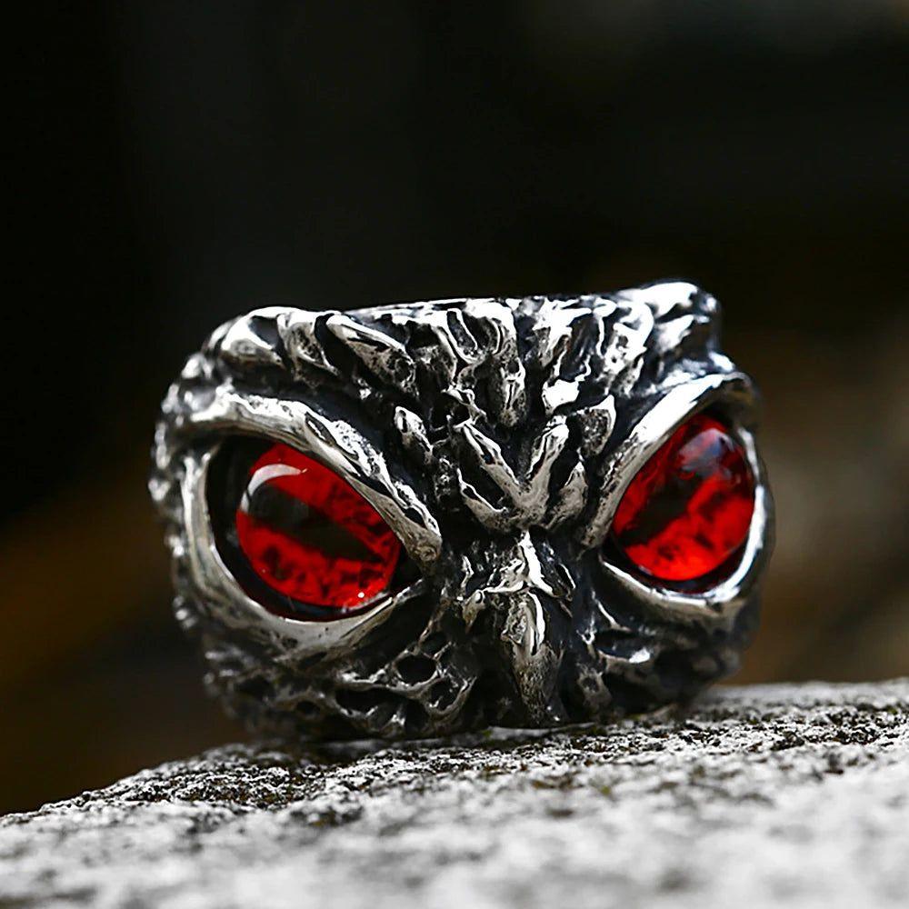 Whimsical Owl Eyes Stainless Steel Ring for Men and Women - Cute Fashion Jewelry Gift