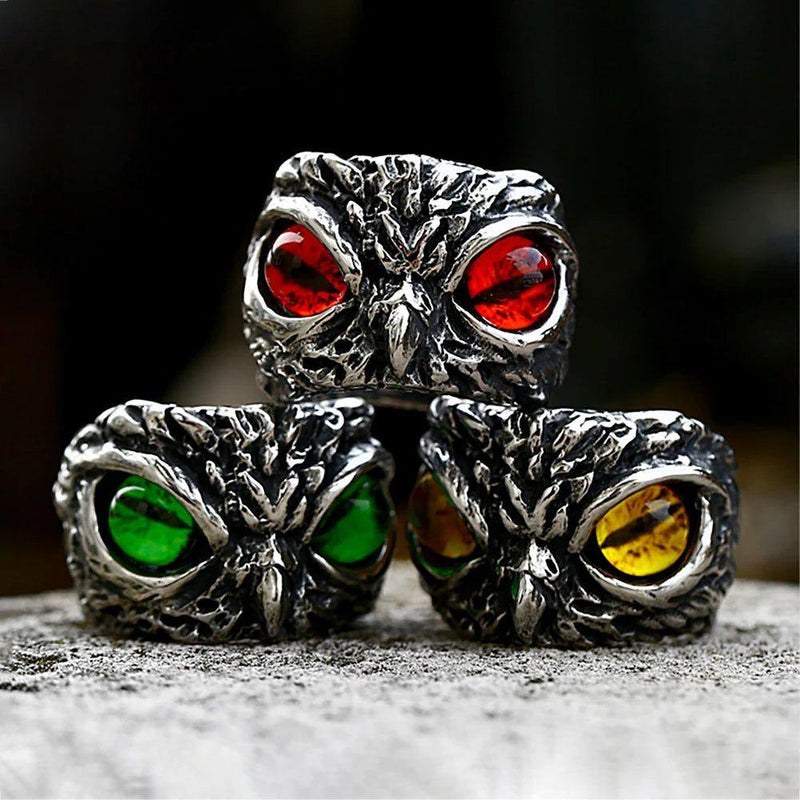 Whimsical Owl Eyes Stainless Steel Ring for Men and Women - Cute Fashion Jewelry Gift