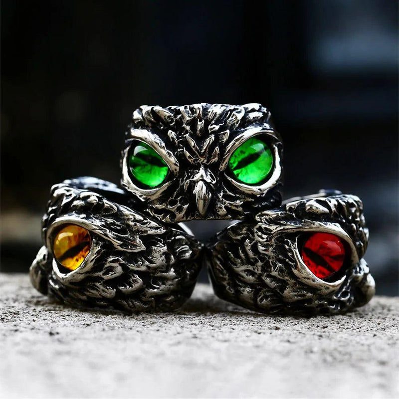 Whimsical Owl Eyes Stainless Steel Ring for Men and Women - Cute Fashion Jewelry Gift