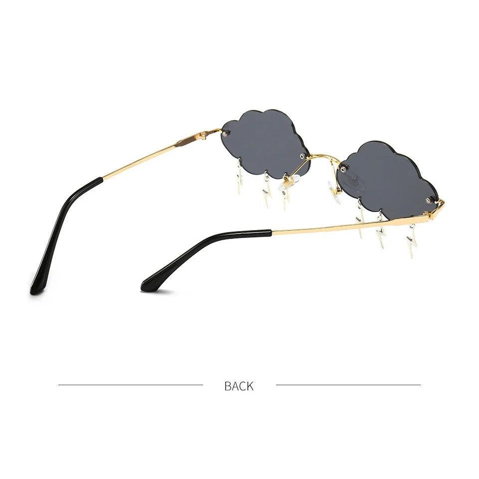 Avant-Garde Rimless Cloud-Shaped Sunglasses with Punk Lightning Lenses - Lucid Fantasy 