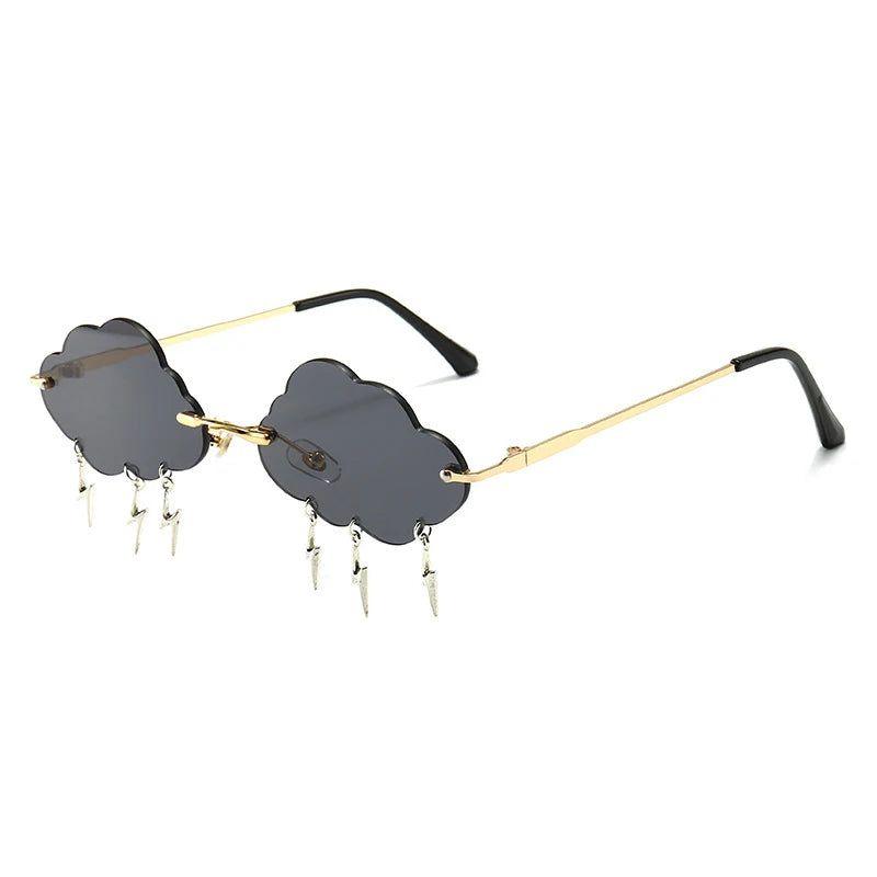 Avant-Garde Rimless Cloud-Shaped Sunglasses with Punk Lightning Lenses - Lucid Fantasy 