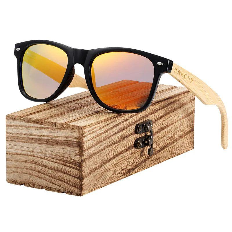 Bamboo-Inspired Polarized Sunglasses with Spring Hinges and UV400 Protection for Men - Lucid Fantasy 