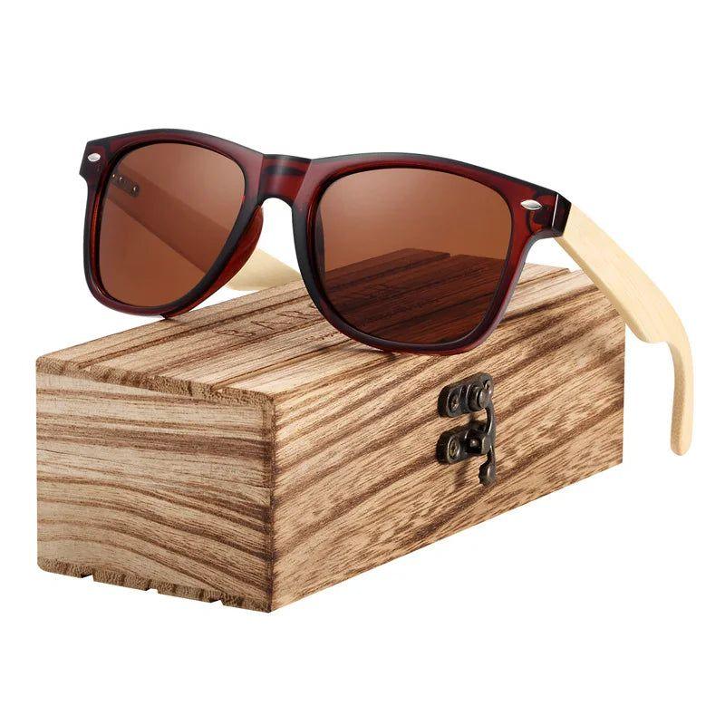 Bamboo-Inspired Polarized Sunglasses with Spring Hinges and UV400 Protection for Men - Lucid Fantasy 