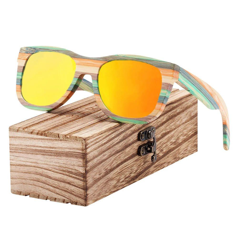 Bamboo Wood Frame Polarized Gradient Sunglasses for Men with UV400 Protection - Lucid Fantasy 