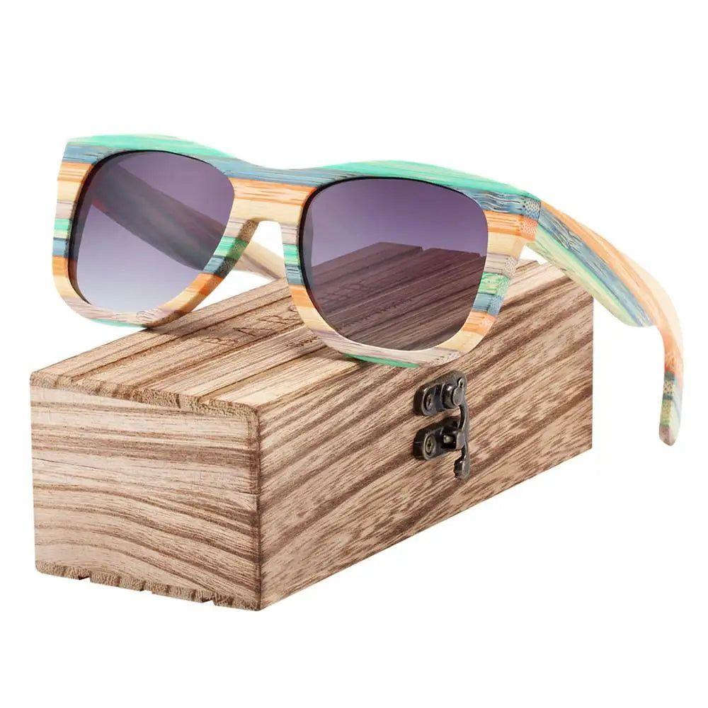 Bamboo Wood Frame Polarized Gradient Sunglasses for Men with UV400 Protection - Lucid Fantasy 