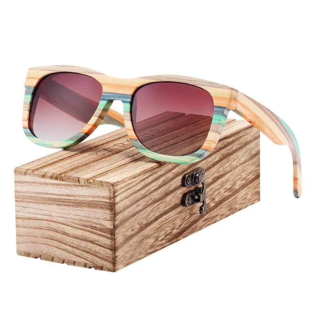 Bamboo Wood Frame Polarized Gradient Sunglasses for Men with UV400 Protection - Lucid Fantasy 