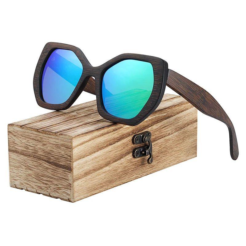 Barcur Eco-Friendly Women’s Retro Butterfly Polarized Sunglasses with Bamboo Frames - Lucid Fantasy 