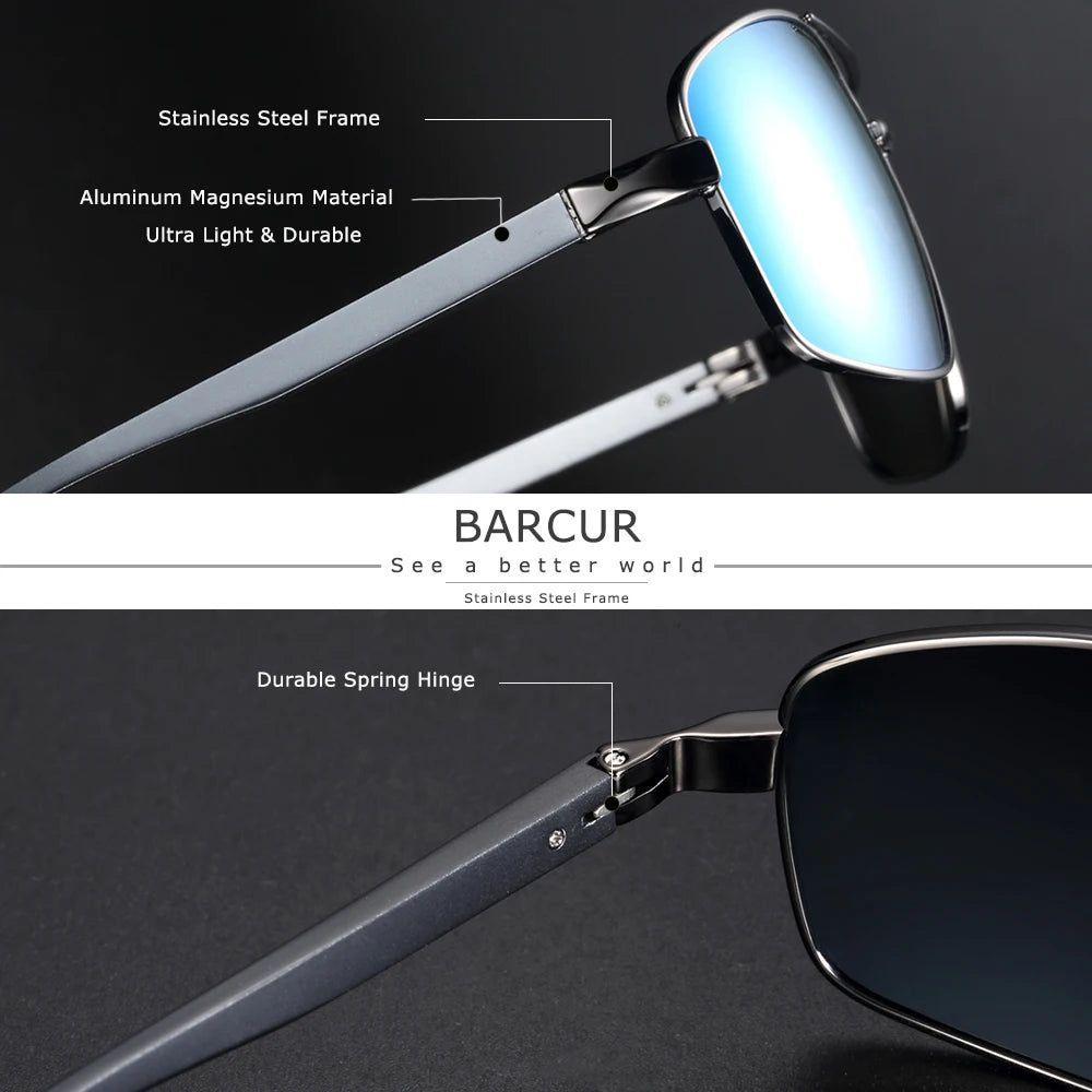 Barcur Men's Classic Square Polarized Sunglasses with UV400 Protection - Lucid Fantasy 