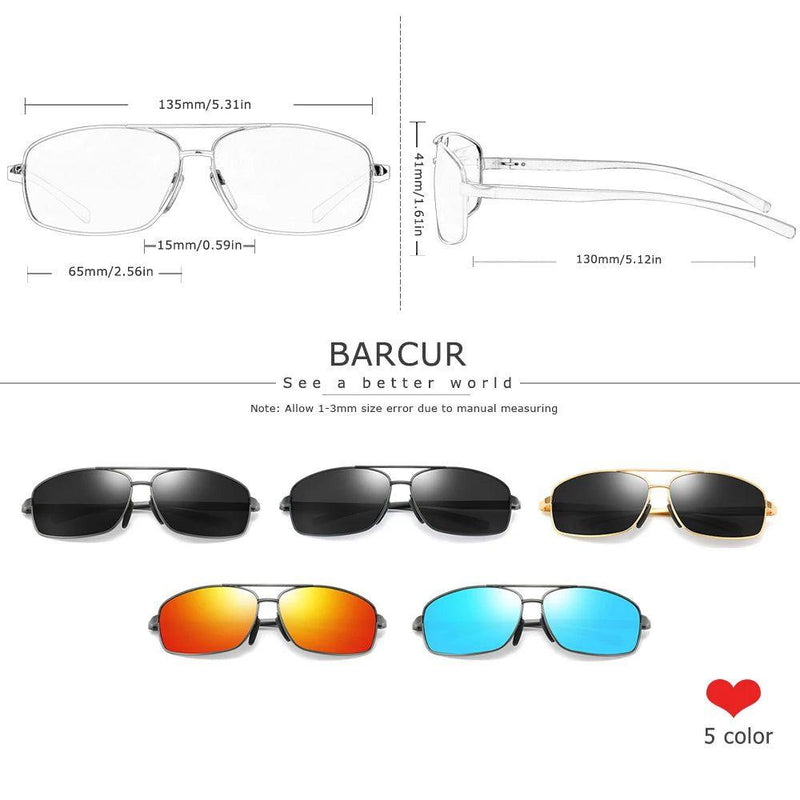 Barcur Men's Classic Square Polarized Sunglasses with UV400 Protection - Lucid Fantasy 