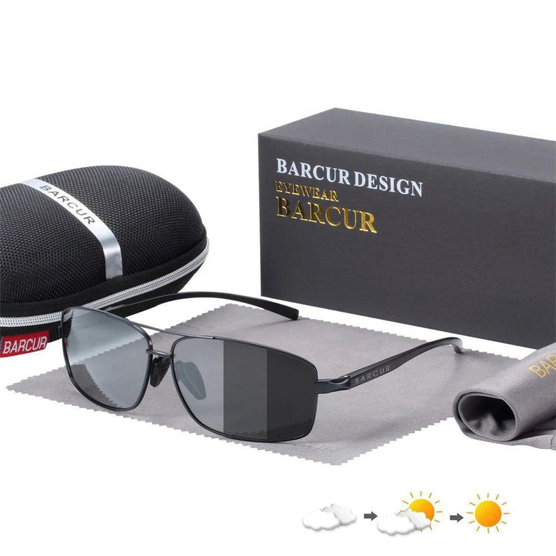 Barcur Men's Fashion Polarized Photochromic Rectangle Sunglasses - Lucid Fantasy 