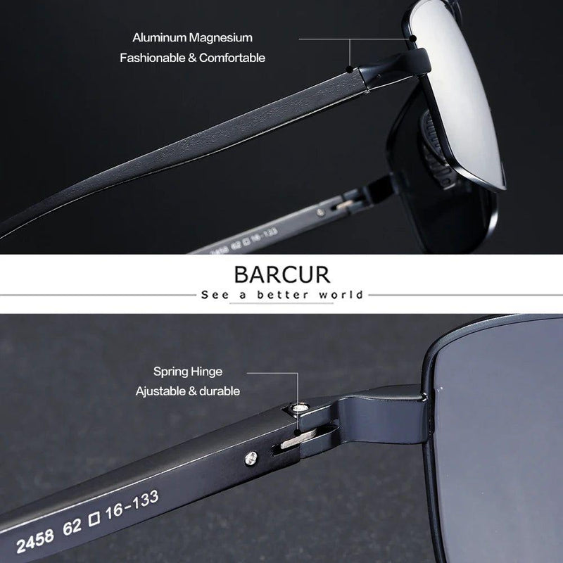 Barcur Men's Fashion Polarized Photochromic Rectangle Sunglasses - Lucid Fantasy 