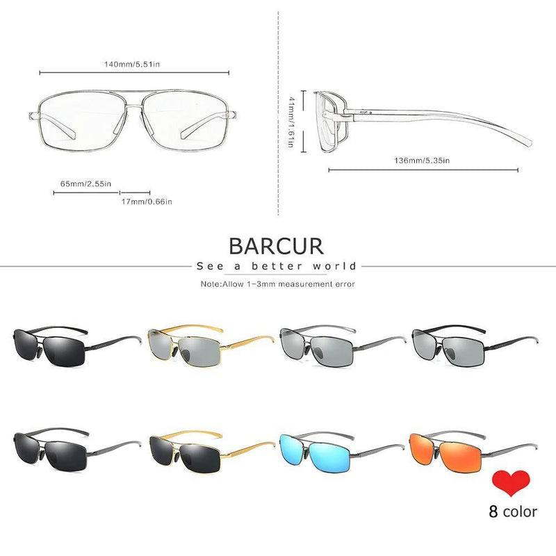 Barcur Men's Fashion Polarized Photochromic Rectangle Sunglasses - Lucid Fantasy 