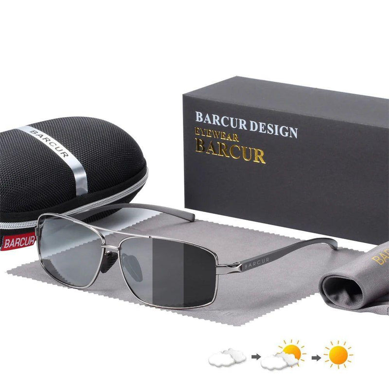 Barcur Men's Fashion Polarized Photochromic Rectangle Sunglasses - Lucid Fantasy 