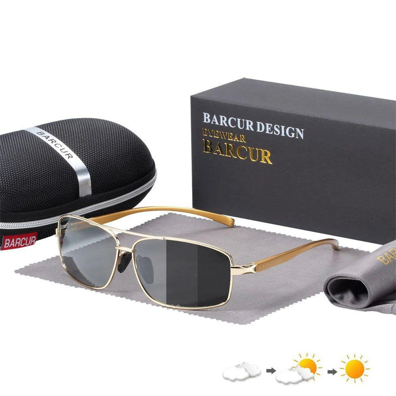 Barcur Men's Fashion Polarized Photochromic Rectangle Sunglasses - Lucid Fantasy 