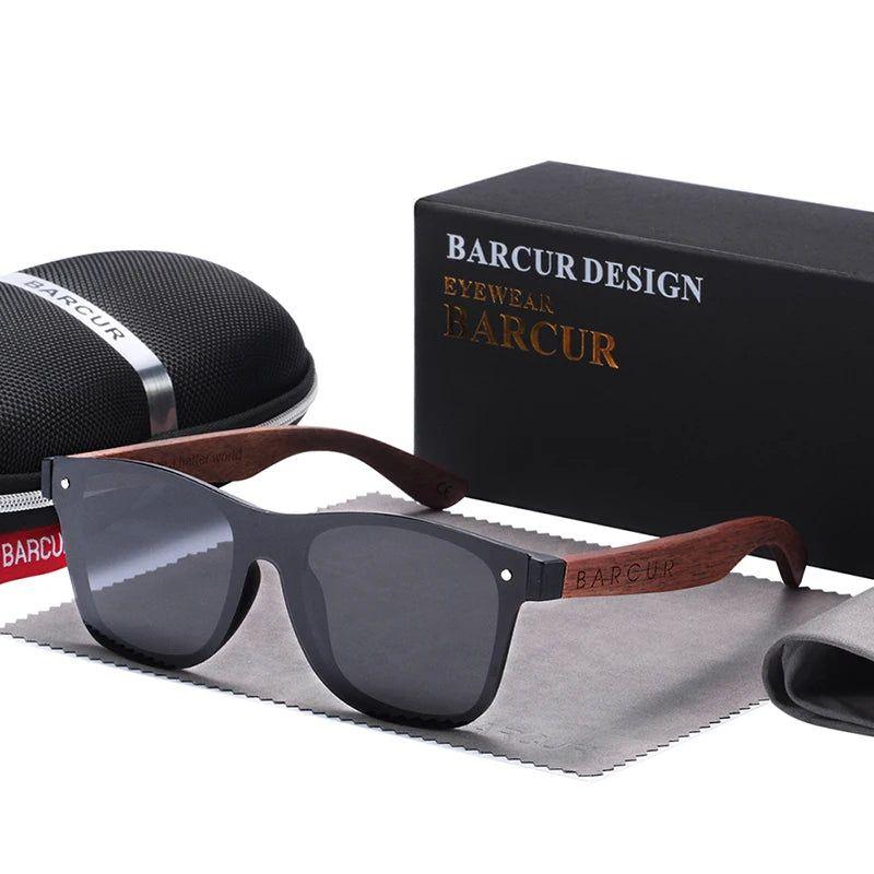 Barcur Men's Fashionable Walnut Polarized Sunglasses with UV400 Protection - Lucid Fantasy 