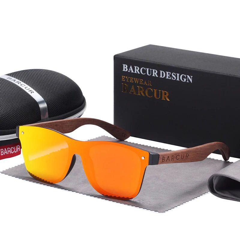 Barcur Men's Fashionable Walnut Polarized Sunglasses with UV400 Protection - Lucid Fantasy 