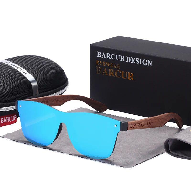 Barcur Men's Fashionable Walnut Polarized Sunglasses with UV400 Protection - Lucid Fantasy 