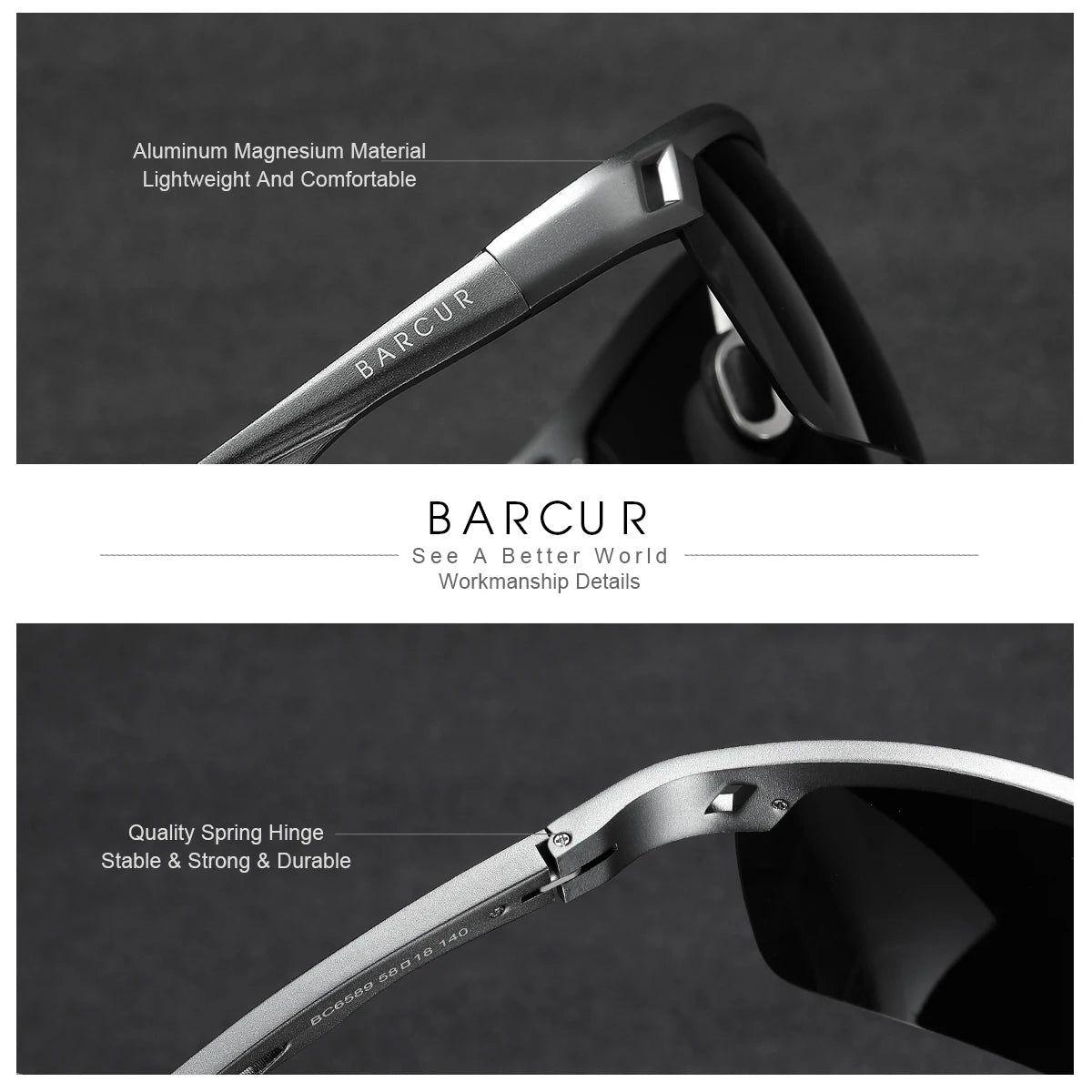 Barcur Men's Lightweight Aluminum Polarized Sunglasses with UVA&B Protection for Sports and Outdoor Activities - Lucid Fantasy 