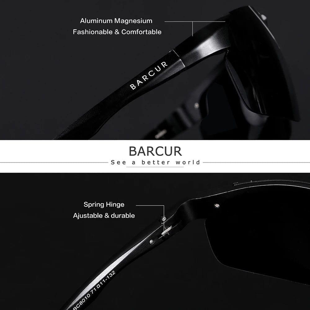 Barcur Men's Lightweight Photochromic Sports Sunglasses with Durable Aluminum Magnesium Frame and Rectangle Lenses - Lucid Fantasy 