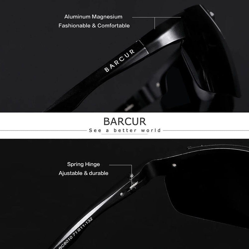 Barcur Men's Lightweight Photochromic Sports Sunglasses with Durable Aluminum Magnesium Frame and Rectangle Lenses - Lucid Fantasy 